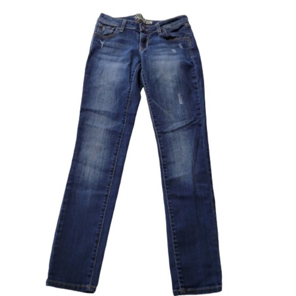 Old Navy Rockstar Size 6 Mid Rise Skinny Leg Distressed Blue Denim Jeans - Picture 1 of 7